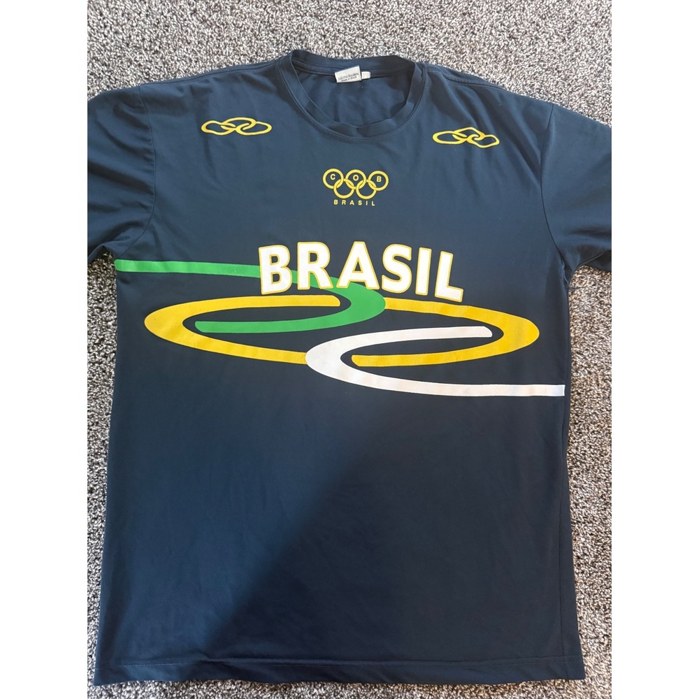 Vintage Olympikus Brasil Olympic Committee COB T-Shirt Navy Blue Mens Medium